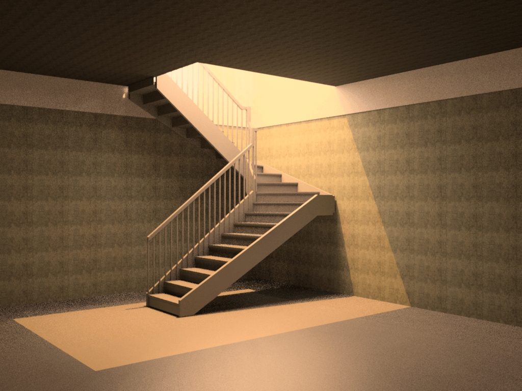 House Project 3D rendering of the basement staircase